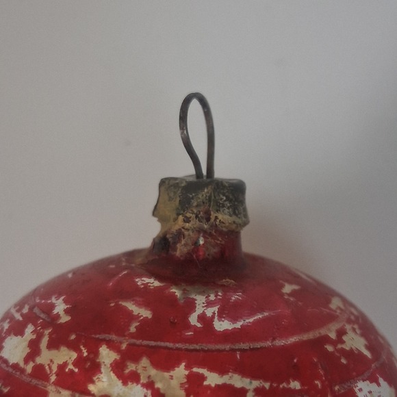 Vintage Mercury Glass TearDrop Christmas Ornament Red Silver Cone Shape Retro - Picture 6 of 8